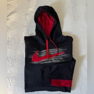 Nike Men's Black and Red Logo Hoodie